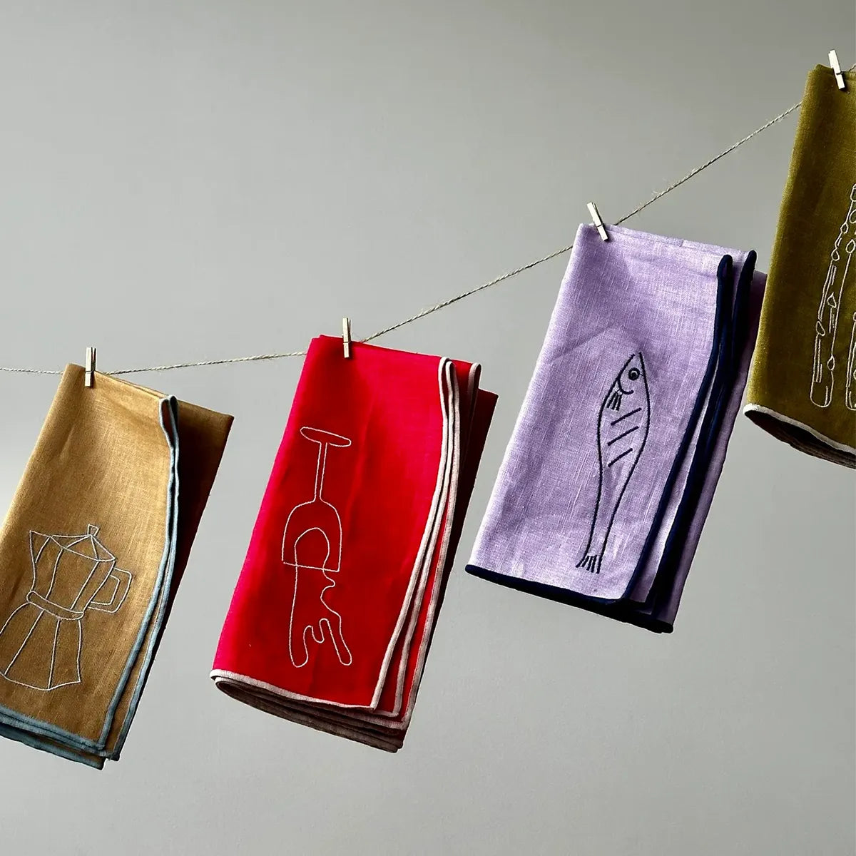 Linen Blend Napkins - Fish (Set of 2)